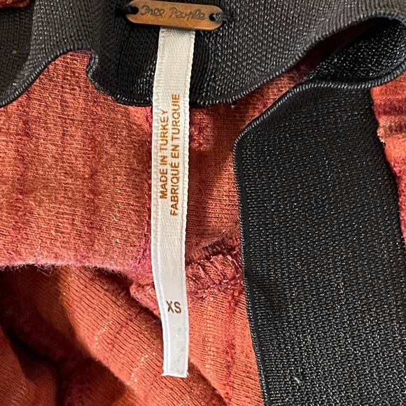 Free People Ribbed Knit Flare Pants Rust Boho Festival Retro 70’s High Rise XS - Picture 9 of 11